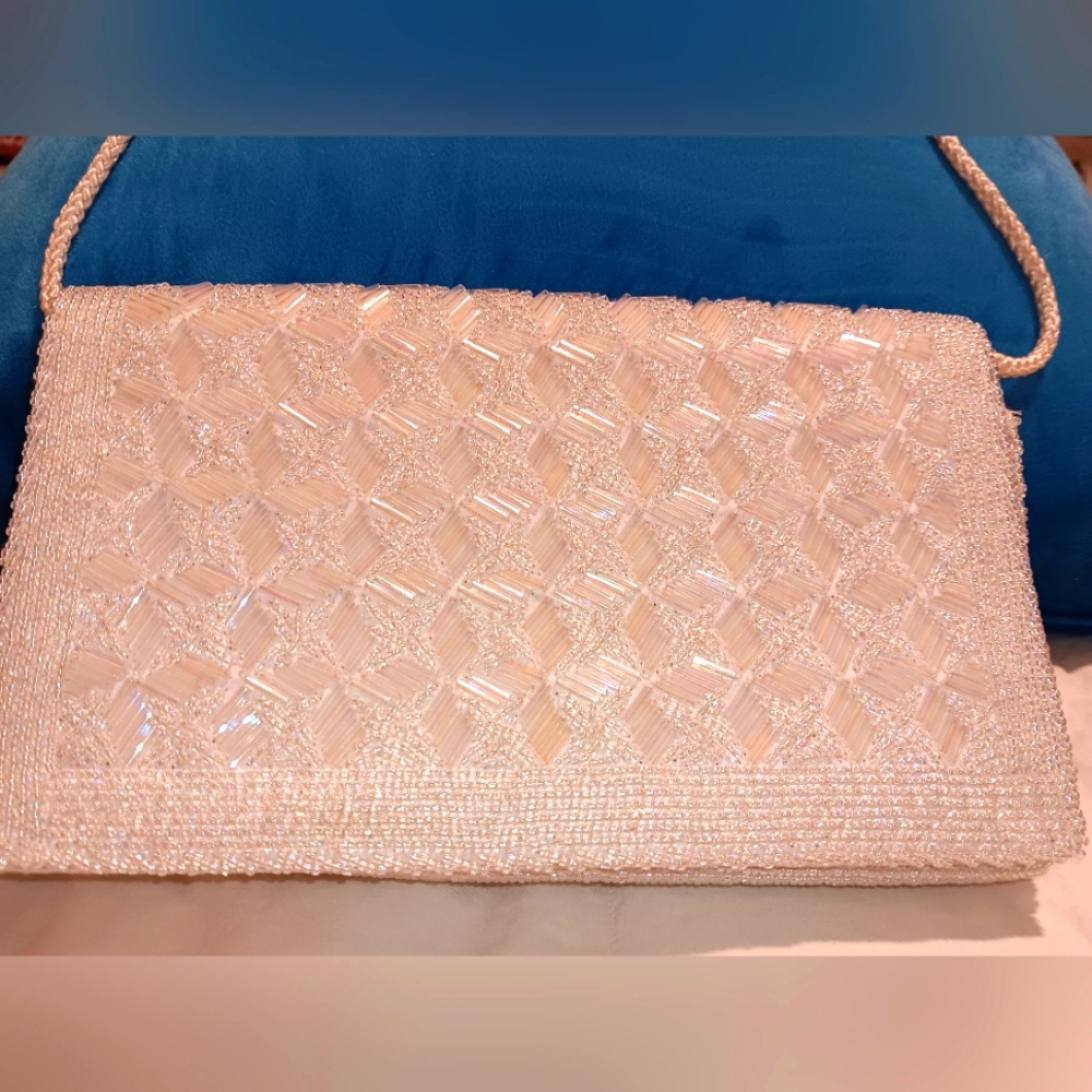 White Wedding Beaded Purse